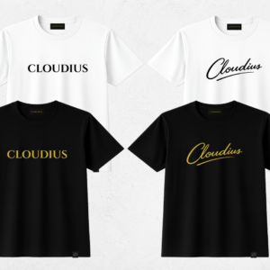 【CLOUDIUS】プレミアム Tシャツ（6.2oz）ブランド WordMark ロゴ (フロント) TEE　